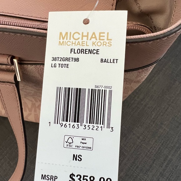 NWT MICHAEL KORS FLORENCE TOP ZIP LARGE TOTE HANDBAG - Picture 7 of 12